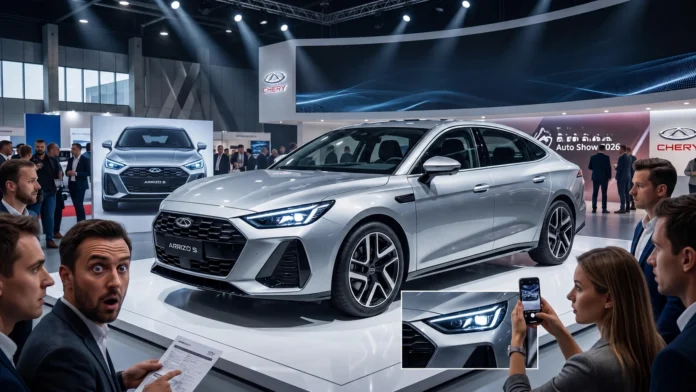Chery Arrizo S 2026 jako ilustracja premiery sedana na targach motoryzacyjnych