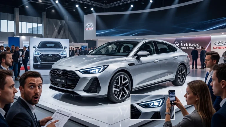 Chery Arrizo S 2026 jako ilustracja premiery sedana na targach motoryzacyjnych
