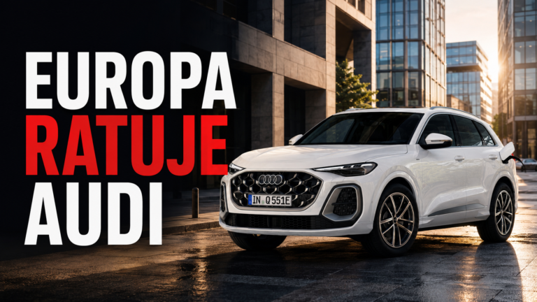 Audi Q5 na tle europejskiego miasta z napisem Europa ratuje Audi jako miniatura artykułu o wynikach sprzedaży