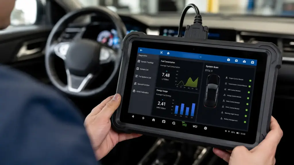 Dane OBFCM o spalaniu i emisji CO2 gdy trwa badanie techniczne auta