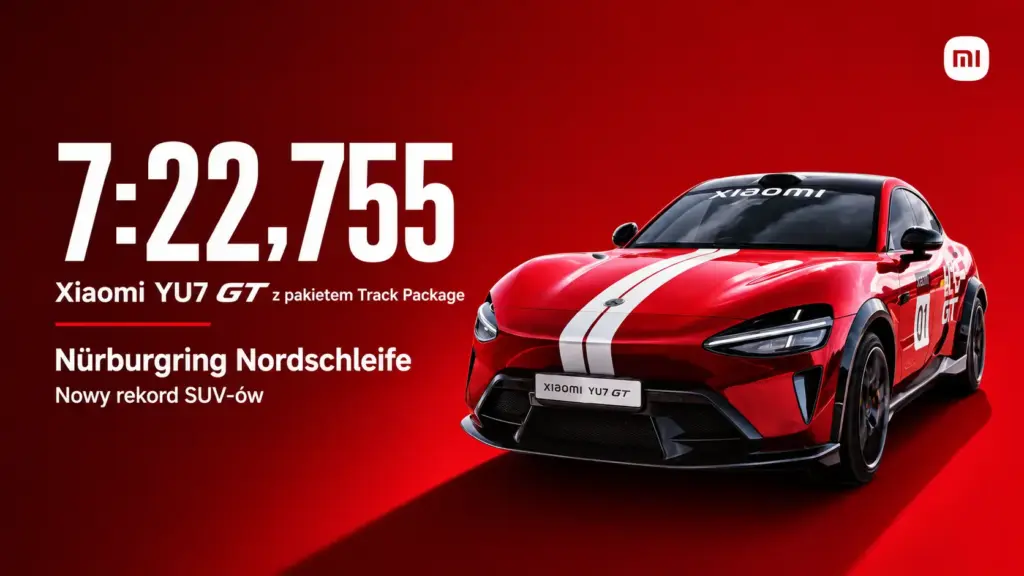 Xiaomi YU7 GT z pakietem Track Package i czasem 7:22,755 na Nürburgring Nordschleife