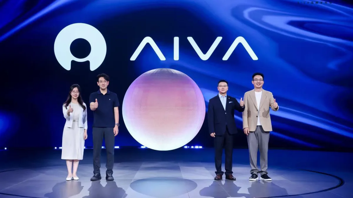 Debiut marki AIVA podczas konferencji z logo nowej chińskiej marki smart EV