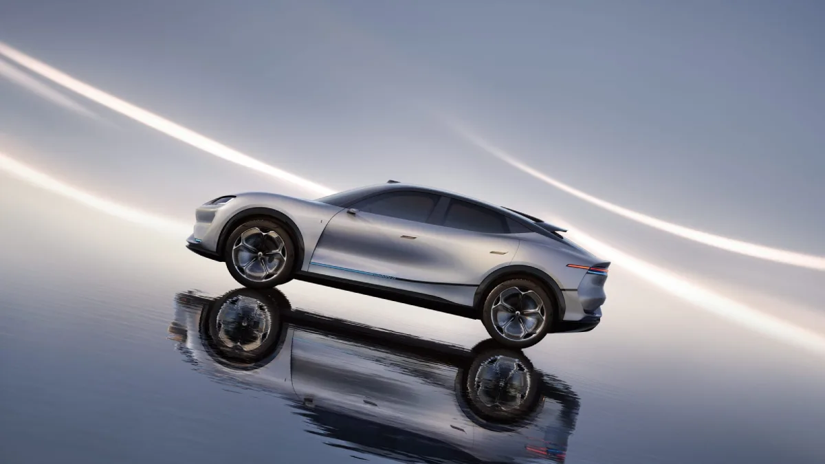 AIVA ME7 Origin Concept z boku jako elektryczny SUV coupé nowej chińskiej marki