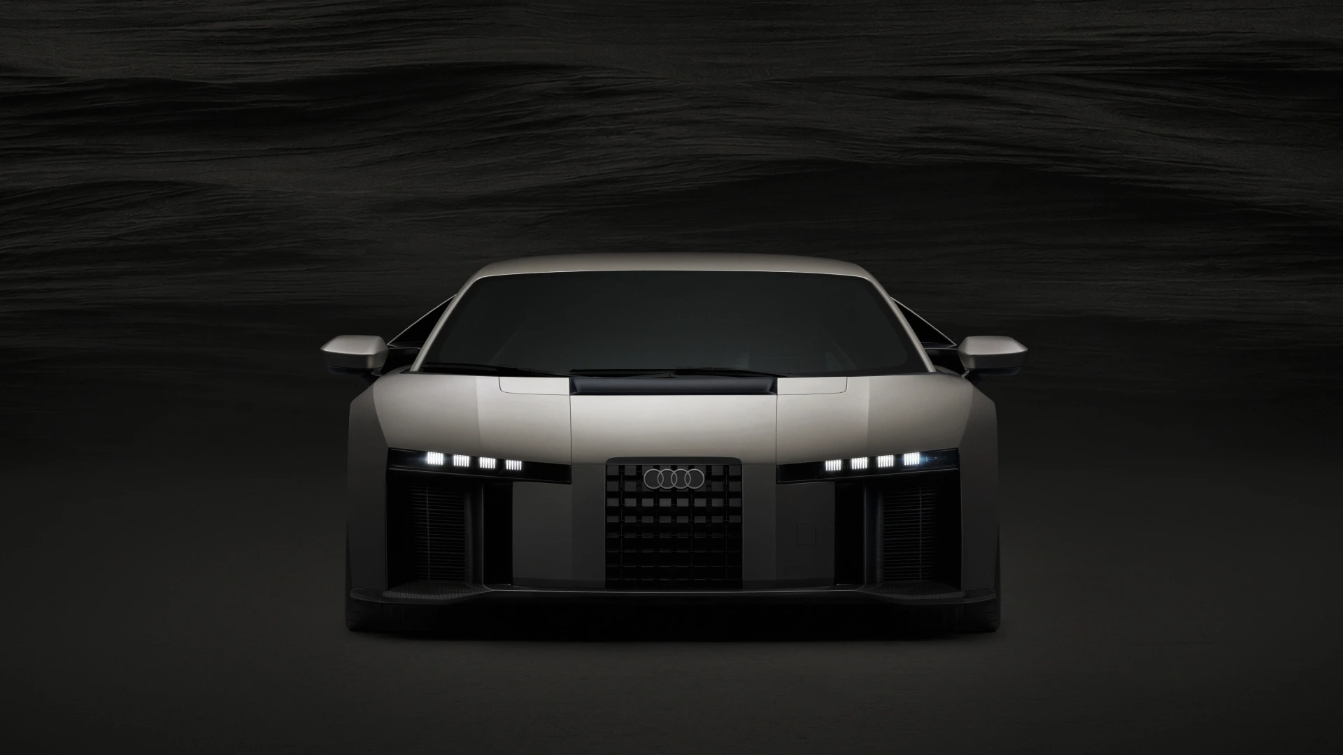 Audi Nuvolari w ciemnym ujęciu z widocznymi światłami LED