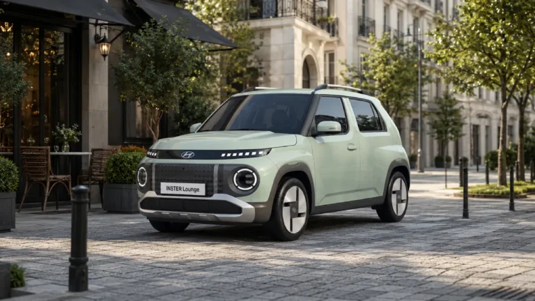 Hyundai INSTER Lounge w kolorze Glow Mint na miejskiej ulicy