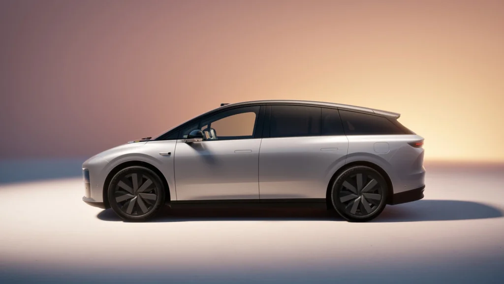 Li Auto i6 widoczny z boku jako duży rodzinny SUV elektryczny
