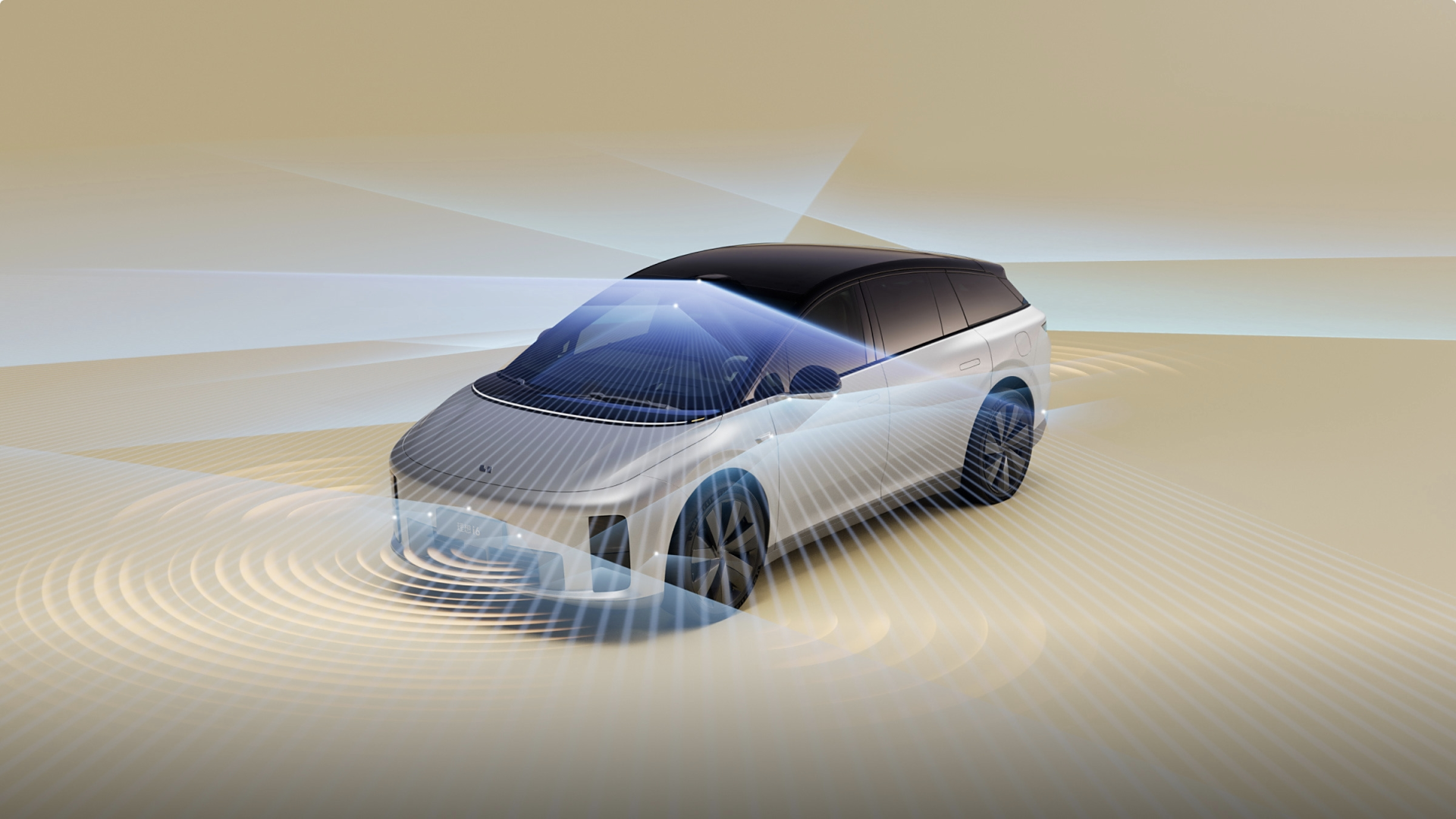 Li Auto i6 z wizualizacją systemów wspomagania jazdy i czujników