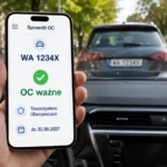 Kierowca sprawdza polisę OC drugiego pojazdu po niewielkiej kolizji drogowej