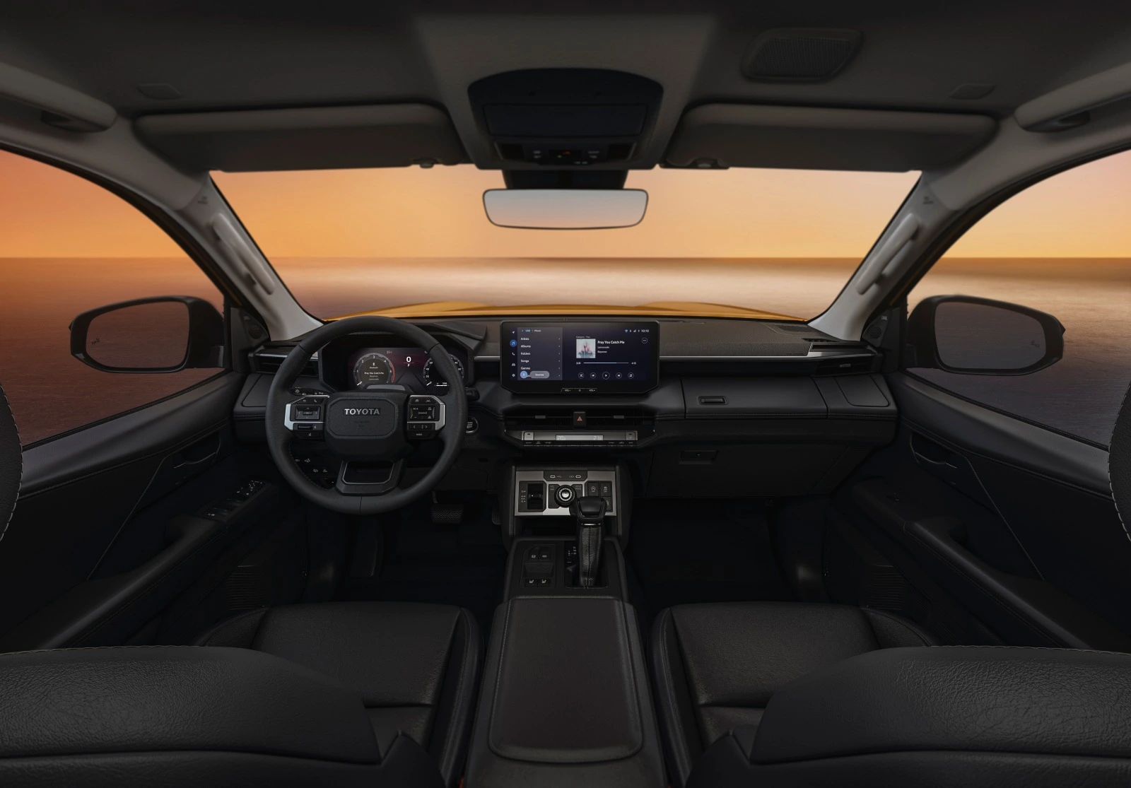 Wnętrze Toyoty Hilux 2026 z ekranem multimedialnym