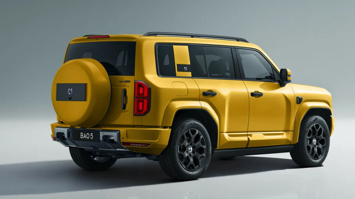 Denza BAO 5 w żółtym lakierze jako terenówka premium PHEV