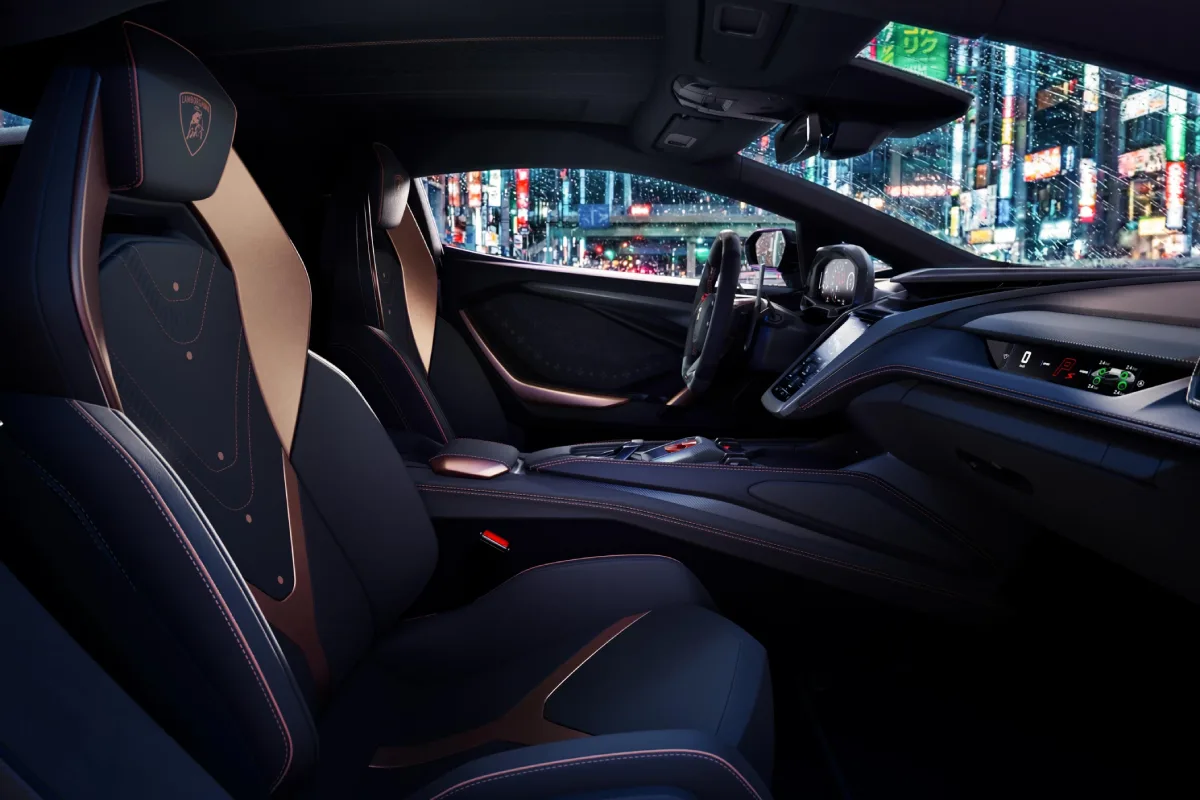 Kokpit Lamborghini Revuelto Impavido z detalami Bronzo Oreadi