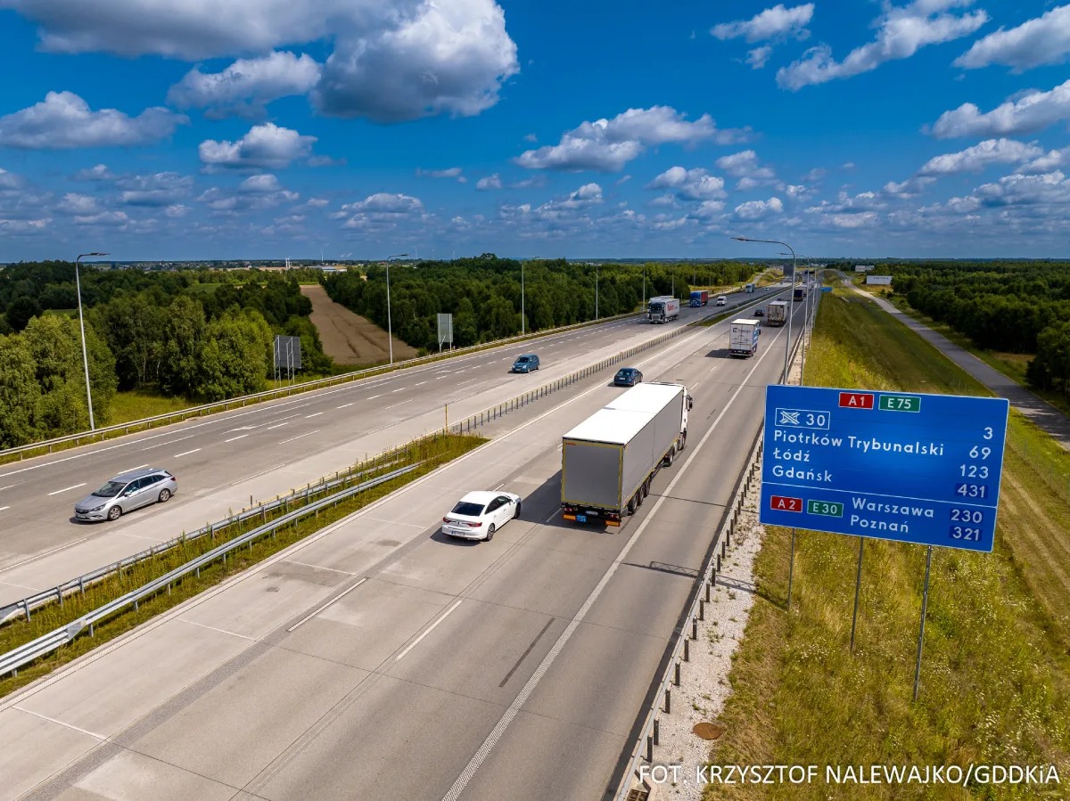 Autostrady w Polsce. A1 z oznaczeniem kierunku na A2