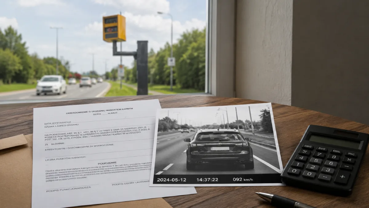 Dokumenty dotyczące wykroczenia z fotoradaru i projekt UD263