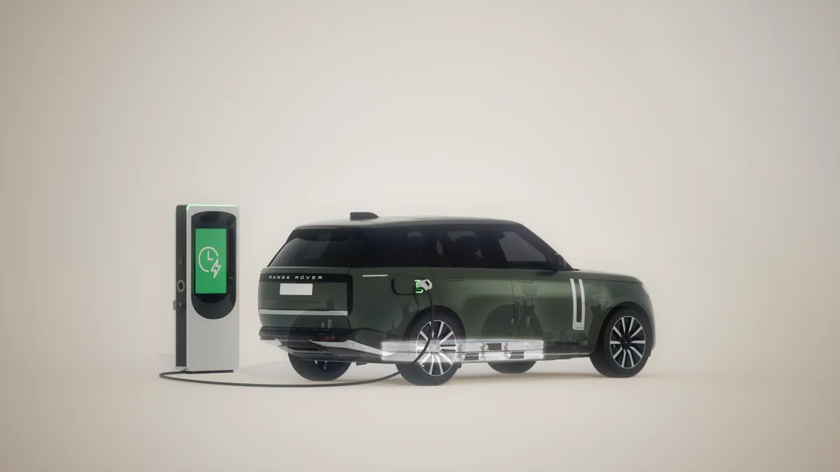 Range Rover Electric z baterią 118,5 kWh podczas ładowania