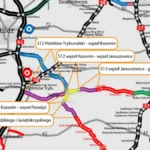 Mapa przebiegu dróg ekspresowych S12 i S74 w województwie łódzkim